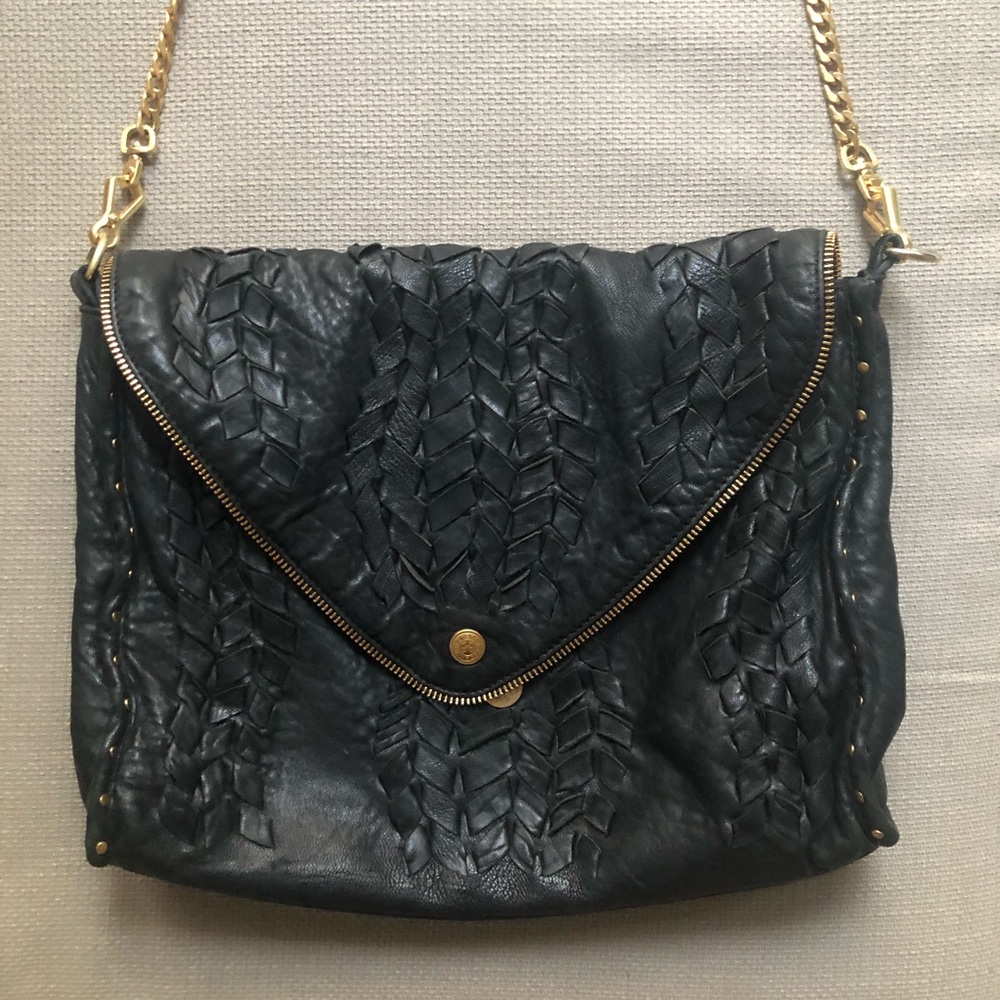 Rebecca Minkoff black and gold cross body purse